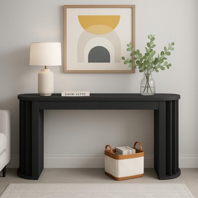 Merax Modern Oval-Edge Console Table with Fan-Shaped Legs