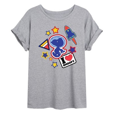 Women's - Peanuts - Space Snoopy Flair Oversized Graphic T-Shirt
