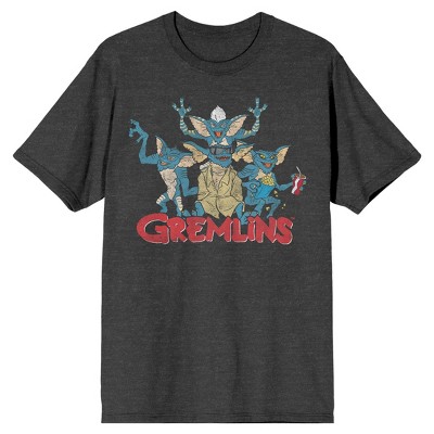 Gremlins Group Character Art Men's Charcoal Heather Graphic T-shirt