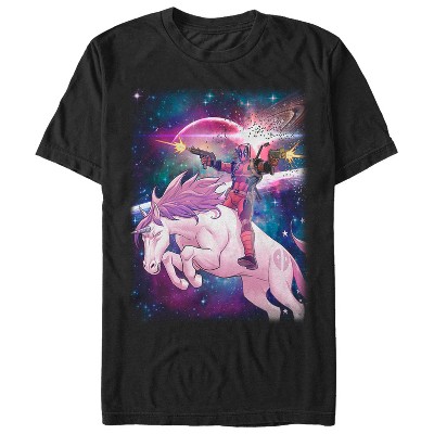 Men's Marvel Legendary Deadpool on Space Unicorn T-Shirt