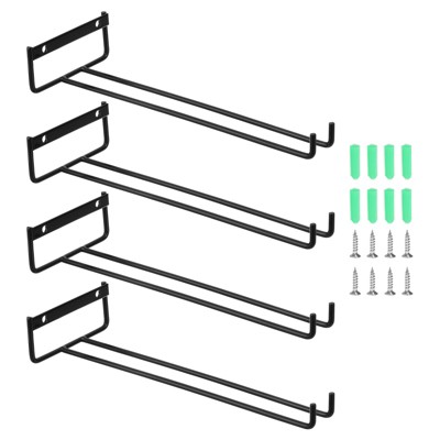 Unique Bargains Wall Mountable Under Cabinet Hanger Wine Glass Rack 4 Set