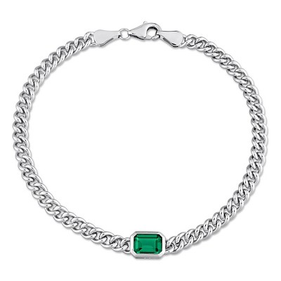 EVERLY JEWELRY | Brass 7/8 CT TGW Octagon-cut Green Cubic Zirconia Bracelet, 7.5 inch