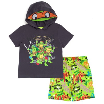  Teenage Mutant Ninja Turtles Leonardo Michelangelo Raphael T-Shirt and Mesh Shorts Outfit Set Toddler to Big Kid 