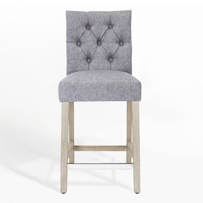 WestinTrends 24" Linen Fabric Tufted Counter Stool, Gray
