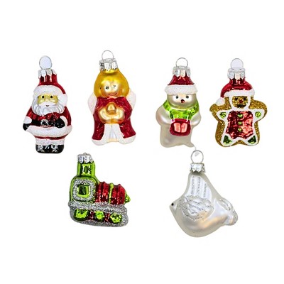 Craftoutlet.Com 2.0 Inch Mini Figural Christmas Ornament Set Christmas , Train Santa Angel (6PC)