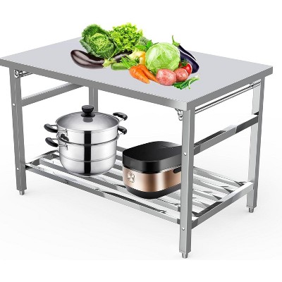 Stainless Steel Folding Work Table 48"x30", NSF Commercial Heavy Duty Prep Table with Adjustable Undershelf for Kitchen, Restaurant, Home, Hotel