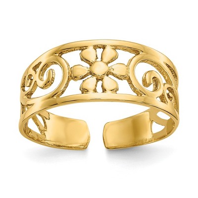 Black Bow Jewelry Daisy Flower Toe Ring in 14 Karat Gold