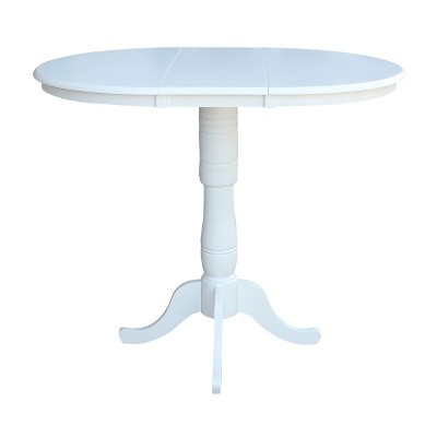 36" Kyle Round Top Pedestal Table with 12" Drop Leaf White - International Concepts