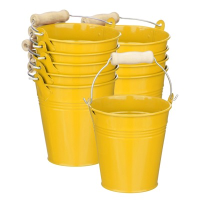 Unique Bargains Galvanized Metal Rustic Durable Multipurpose Small Metal Bucket 10 Pcs