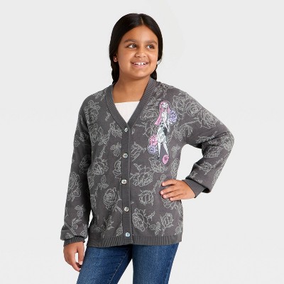 Girls' Disney The Nightmare Before Christmas Sally Button-Up Sweater - Charcoal Gray