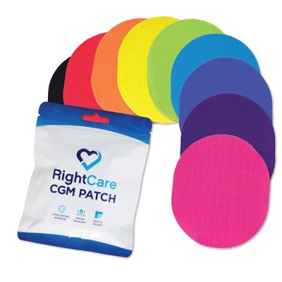 RightCare CGM Adhesive Synthetic Patch, Universal, Covered Oval, Multiple Colors, Bag of 25