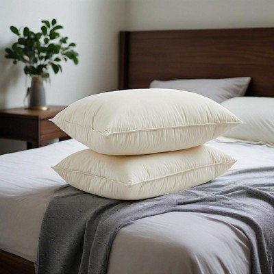 Puredown 300TC Organic Cotton White Down Bed Pillow Medium Firm