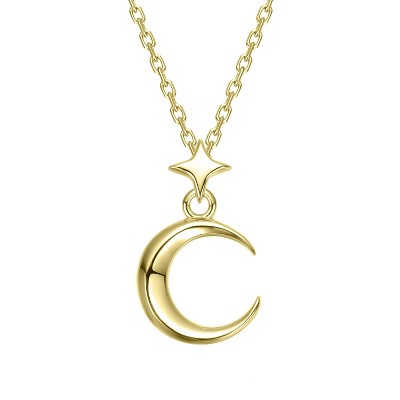 Guili Sleek Crescent Moon and Star Necklace Offers a Celestial-Inspired Design with a Polished Finish for Elegant, Everyday Sparkle