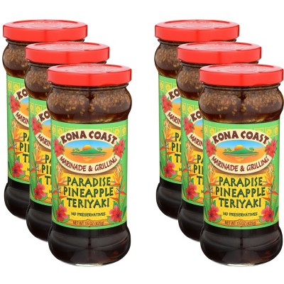 Kona Coast Paradise Pineapple Teriyaki Sauce - Case of 6 - 15 oz