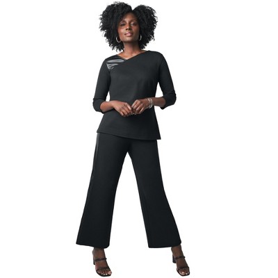 Jessica London Mixed Media Wide Leg Pant