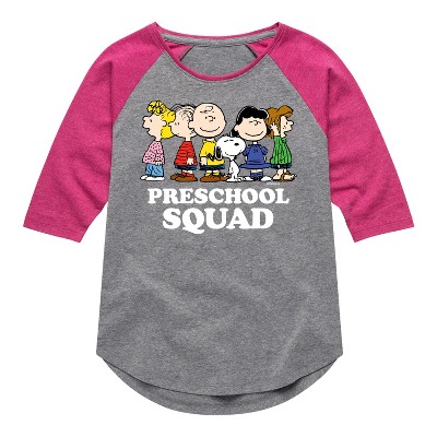 Girls' - Peanuts - Preschool Squad Shirt Tail Raglan Graphic T-shirt