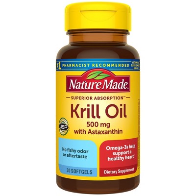 Nature Made Superior Absorption Krill Oil 500mg  Softgels, Omega 3 Heart Health Support - 30ct