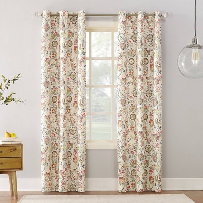 Sun Zero Room Darkening Jorah Botanical Thermal Insulated Grommet Curtain Panel