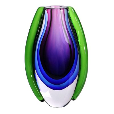 Luxury Lane Hand Blown Sommerso Oval Art Glass Vase