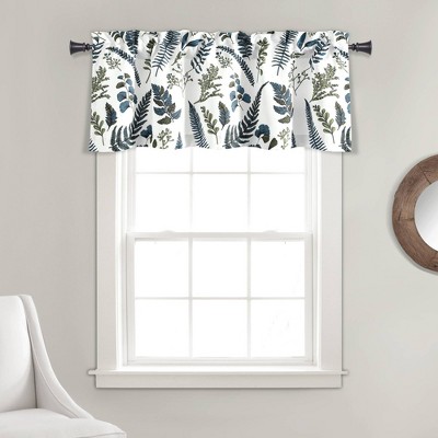 18"x52" Devonia Allover Light Filtering Valance White/Green - Lush Décor: Botanical Leaf Pattern, Rod Pocket, Microfiber