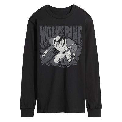 Men's - Marvel - Wolverine Gray Toned Comic Long Sleeve Graphic T-Shirt