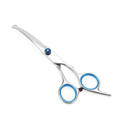 Unique Bargains Round Tip Pet Scissors 5.5 Inches Silver Tone Blue 1 Pc