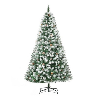 Gulches Unlit Snow-Dusted Full Fir Artificial Christmas Tree - 6ft, 800 Tips, 61 Pine Cones, Steel Base, Auto-Open