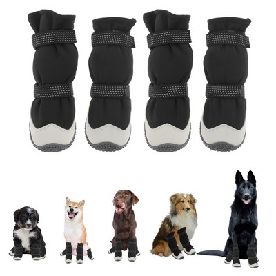 Unique Bargains Reflective Pet Footwear Dog Boots Black 4 Pcs