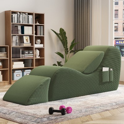 SYFERLORY Ergonomic Yoga Chair with Ottoman - Recliner with Side Pockets & Waist Pillow for Stretching and Relaxing - Fits Living Room or Bedroom