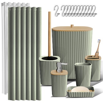 Hearth & Harbor Complete Bathroom Accessories Set with Shower Curtain and More