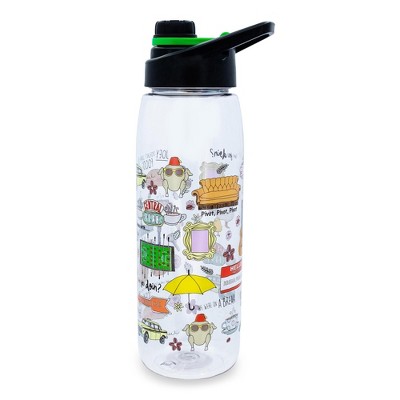 Silver Buffalo Friends Icons Water Bottle With Screw-Top Lid | Holds 28 Ounces