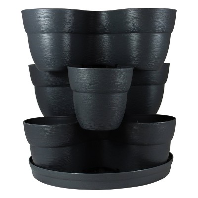 Emsco 4pc Bloomers Stackable Flower Tower Indoor Outdoor Tiered Planters Includes 3 Planter Pots 1 Saucer