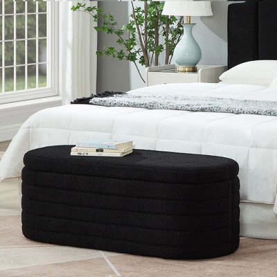 NicBex 45 Inch Button Tufted Storage Ottoman Bench Modern PU Leather Bench with Wood Frame for Living Room, Bedroom, Entryway