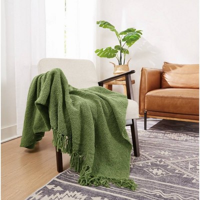 Brooklyn Loom 50"x70" Chunky Boucle Green Throw Blanket
