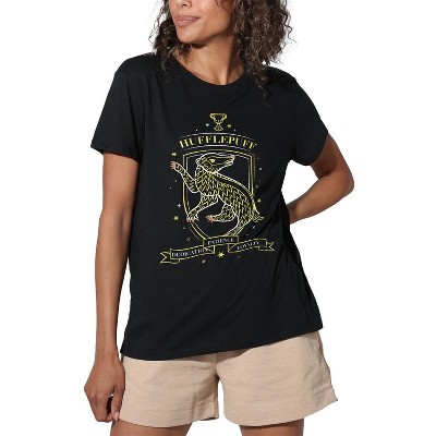 Harry Potter Hand Drawn Hufflepuff Shield Women's Loose T-Shirt