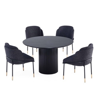 Manhattan Comfort 5pc 47.24" Hathaway and Flor Round Dining Set