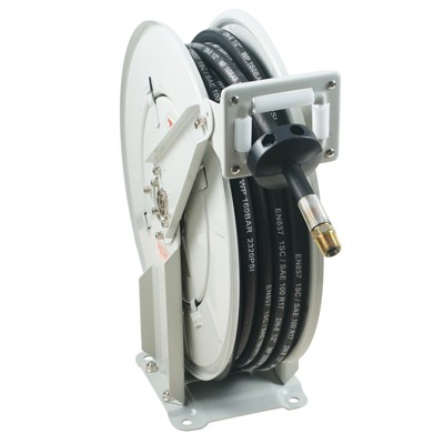 VEVOR Fuel Hose Reel,1/2" x 50', Extra Long Retractable Machine Oil Hose Reel, Spring Driven Auto Swivel Rewind,Heavy-Duty Carbon Steel Construction