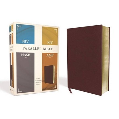 Niv, Kjv, Nasb, Amplified, Parallel Bible, Bonded Leather, Burgundy - by  Zondervan (Leather Bound)