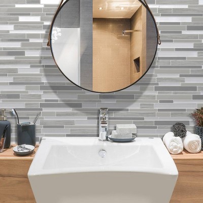 Smart Tiles Milano Grigio 4pk Peel and Stick 3D Backsplash: Vinyl Tile Sticker, Washable, Metallic Finish, 2.8 sq ft Coverage