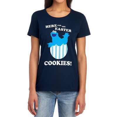 Sesame Street Cookie Monster Easter Egg Women's T-Shirt Navy