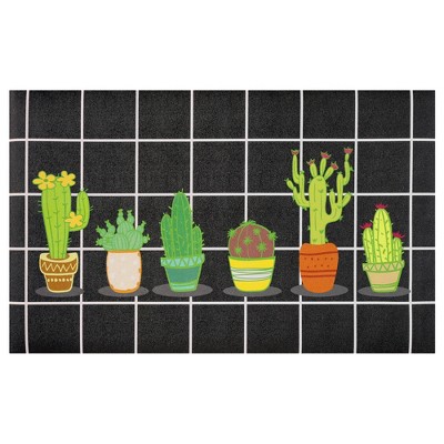 Unique Bargains Summer Farmhouse Decorations Cactus Pattern Kitchen Rugs Set of 1