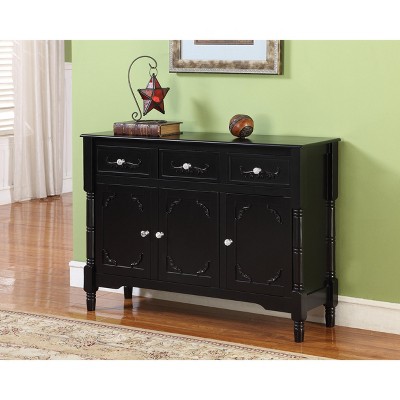 Kings Brand Furniture Emile Wood Console Sideboard Table with Drawers and Storage, Black Finish