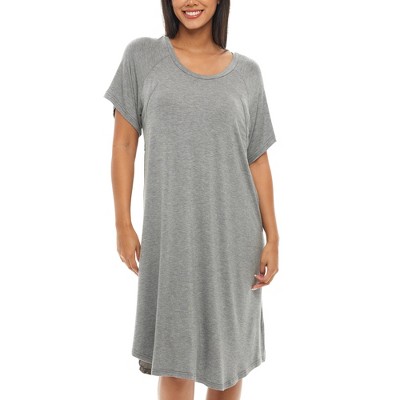 ADR Maternity Nightshirt, Nursing Top T-shirt Dress Soft Knit Sleep Shirt w/ Zipper Breastfeeding Sleepwear