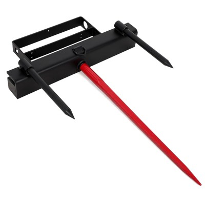 TROPOW Heavy-Duty Bale Spear Attachment (4000LB Capacity),Red/Black Quick-Attach Fork with 2x17.5" Stabilizers for Bobcat &Skid Steer Loaders