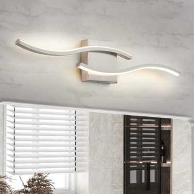 LLHZSY Curve Linear Modern LED Wall Light 23 3/5 in W Bathroom Vanity Light-Dimmable-6000K Cool White Lights/3000K Warm White Lights-Black/Gold/Nickel