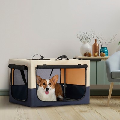Gulches Dog Crates for Dogs, Adjustable Fabric Cover by Spiral Iron Pipe, Strengthen Sewing Dog Travel Crate 3 Door Design