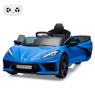 Acekool 12V Licensed Corvette Kids Ride-On Car with Remote, LED Lights, Music, Dashboard – Battery Powered Toddler Sports Car