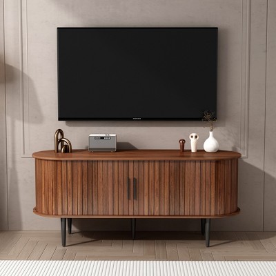 LOVSON 47-inch Modern TV Console with Storage Compartment and Sliding Door Entertainment Center for Living Room, Bedroom ,Office (Walnut)