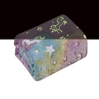 Star Glow Unicorn Micro Plush All Season Throw 50" X 60" Multicolor by Plazatex