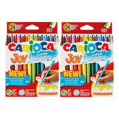 CARIOCA Joy Fine Tip Washable Felt Tip Pens, 24 Per Pack, 2 Packs